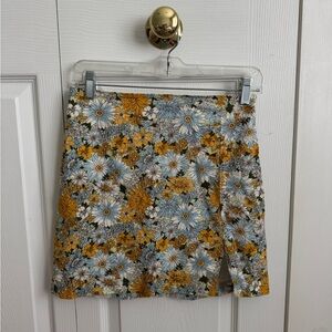 Urban Outfitters Blue and Gold A-line Mini Skirt
